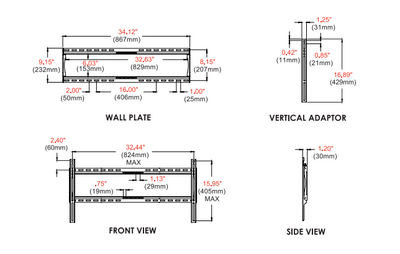 Peerless SF660P SmartMount Flat Wall Mount for 39" to 80" Displays max 200lb, VESA max 800x400mm (Standard)