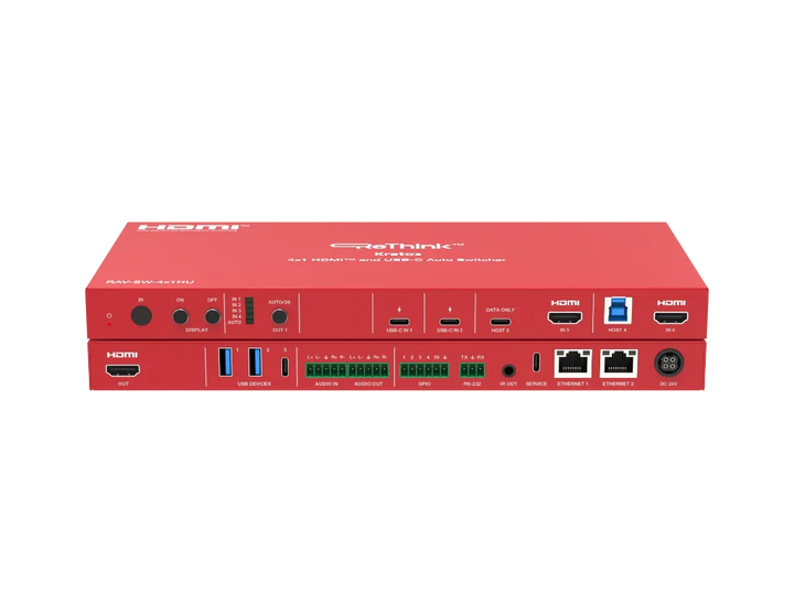 Rethink RAV-SW-4x1HU professional auto switcher with 2x USB-C &amp; 2x HDMI inputs Auto Switcher for Conference Room Video