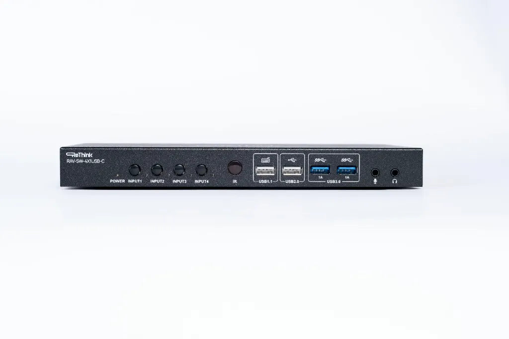 Rethink RAV-SW-4x1HU-VC with 3xHDMI and 1xUSB-C Conference Room Video 4k Smart Auto Switcher