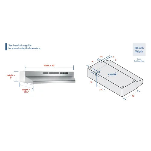 Broan RL6200 Series Economical Ductless Under-Cabinet Range Hood with 1-year warranty