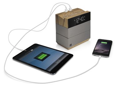 Teleadapt TA-08H-WT SoundRise Speaker Alarm Clock with 2 USB, Bluetooth, 1-Year Warranty