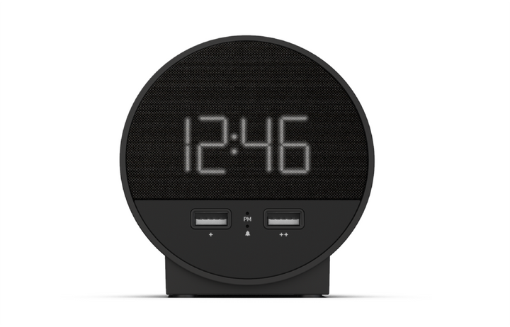 Nonstop NSO-BK Station O Alarm Clock with 2 USB, Jetway Black, 1-Year Warranty