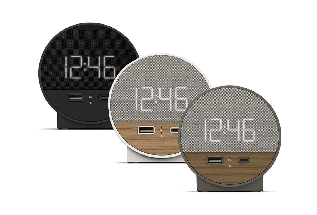 Nonstop NSO-WFL Station O Alarm Clock with 2 USB, Charcoal Weave, 1-Year Warranty