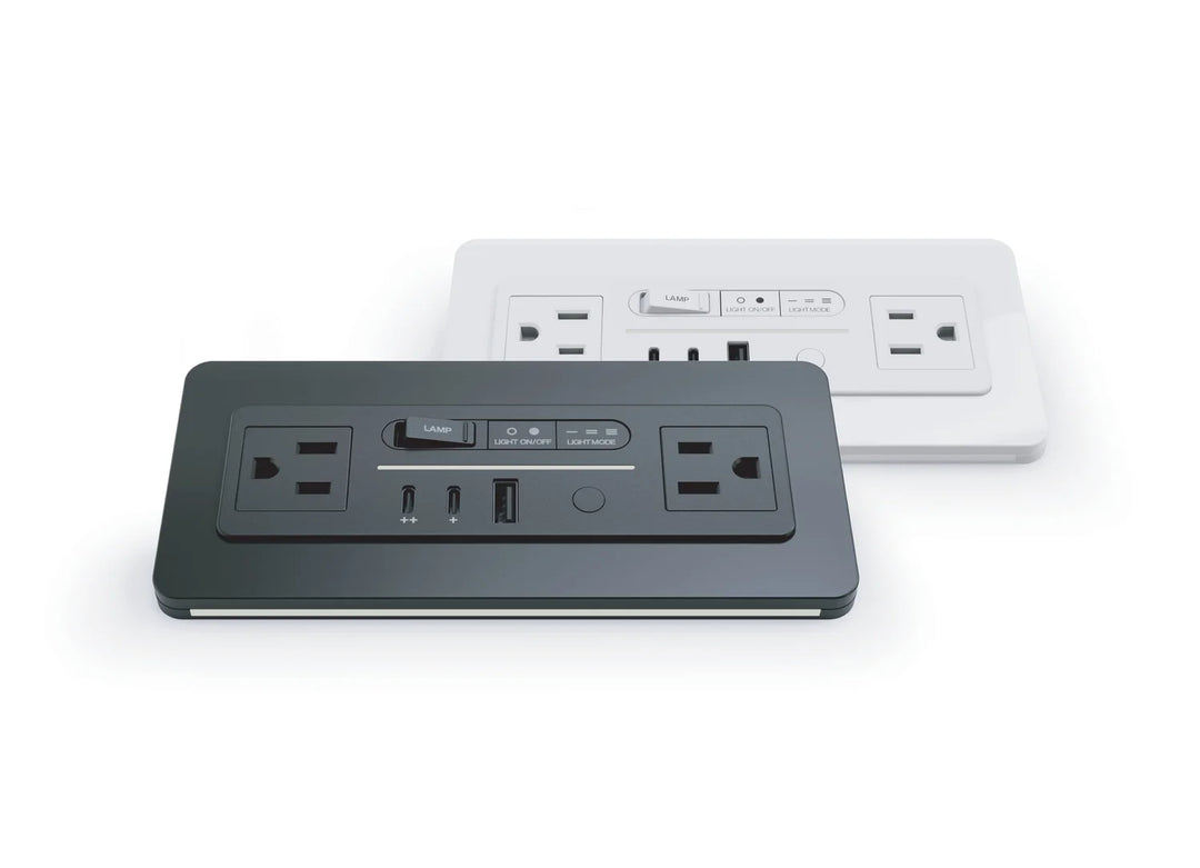 Nonstop Terminal 1 with built-in power &amp; lighting and USB-C + USB-A charging, and surge protection for hotels