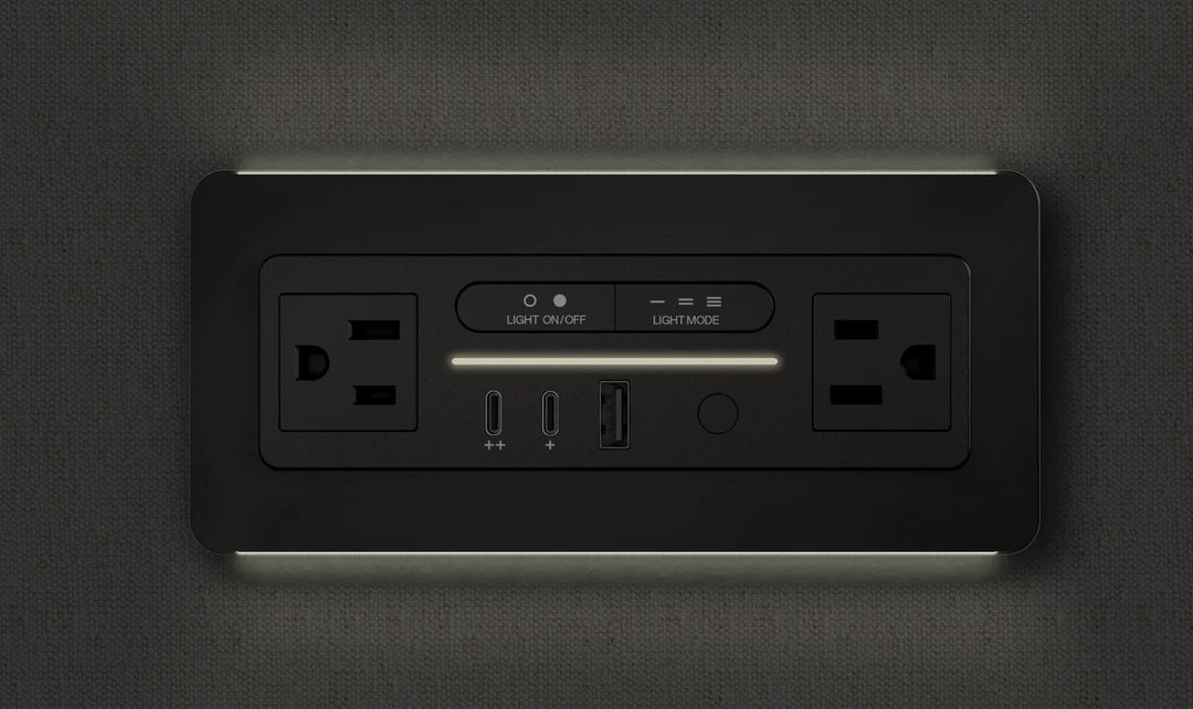 Nonstop Terminal 1 with built-in power &amp; lighting and USB-C + USB-A charging, and surge protection for hotels