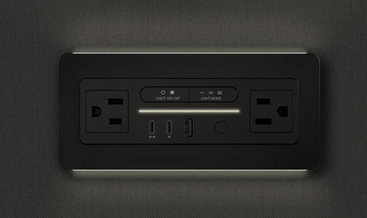 Nonstop Terminal 1 with built-in power &amp; lighting and USB-C + USB-A charging, and surge protection for hotels