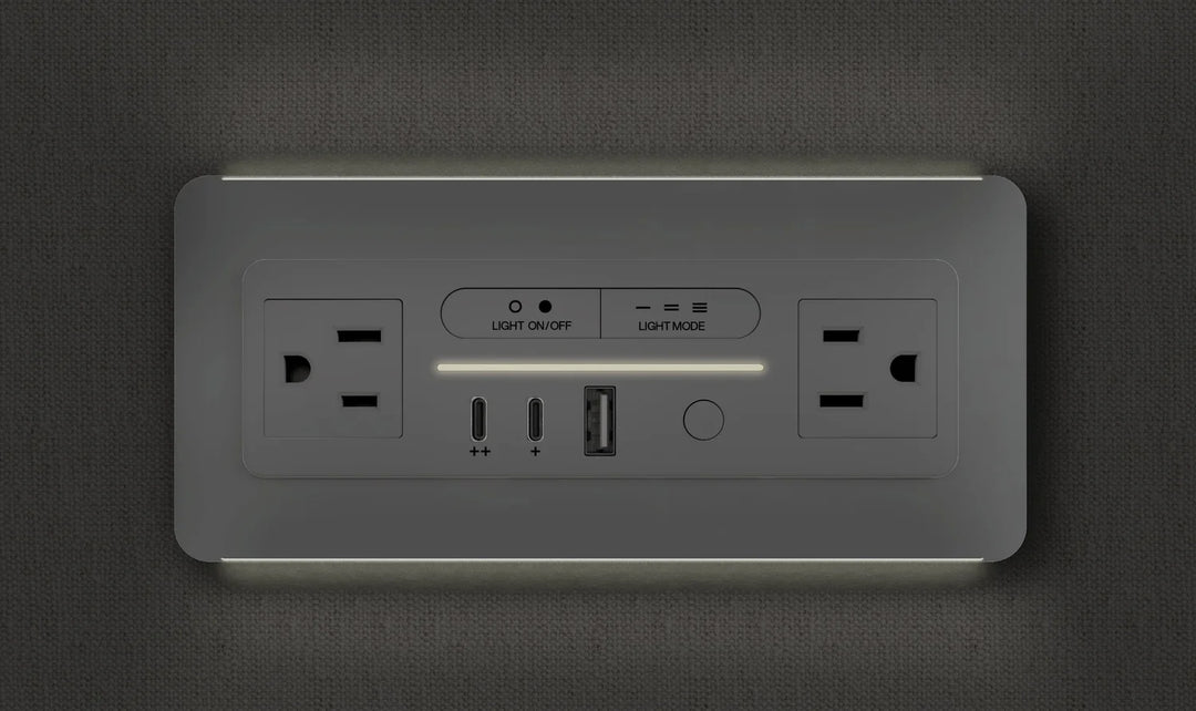Nonstop Terminal 1 with built-in power &amp; lighting and USB-C + USB-A charging, and surge protection for hotels