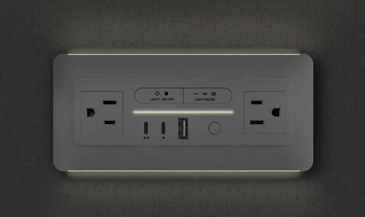 Nonstop Terminal 1 with built-in power &amp; lighting and USB-C + USB-A charging, and surge protection for hotels