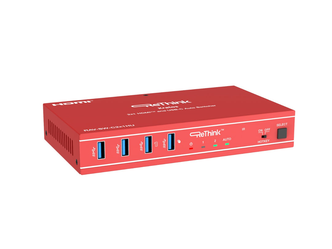 Rethink RAV-SW-2x1HU 2x1 HDMI and USB-C Auto Switcher with hotkey switching