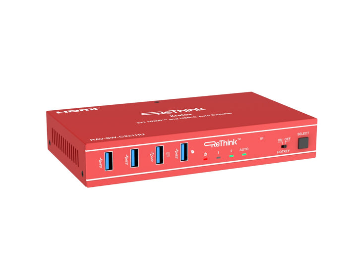Rethink RAV-SW-2x1HU 2x1 HDMI and USB-C Auto Switcher with hotkey switching