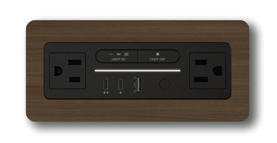 Nonstop Terminal 1 with built-in power &amp; lighting and USB-C + USB-A charging, and surge protection for hotels