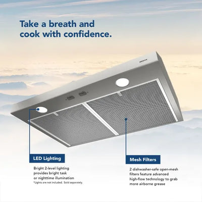 Broan BCSD124SS Glacier 24-Inch Convertible Under-Cabinet Range Hood, 300 Max Blower CFM, Stainless Steel