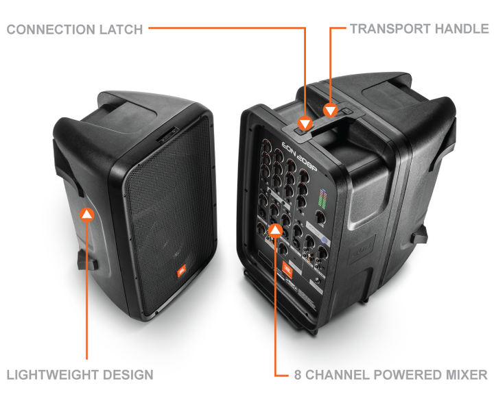 JBL EON208P 8" Two-Way PA with Powered 8-Channel Mixer and Bluetooth