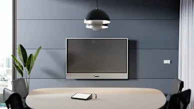 Logitech Rally Board 65 all-in-one collaboration device with a 65-inch touchscreen display and audio and video