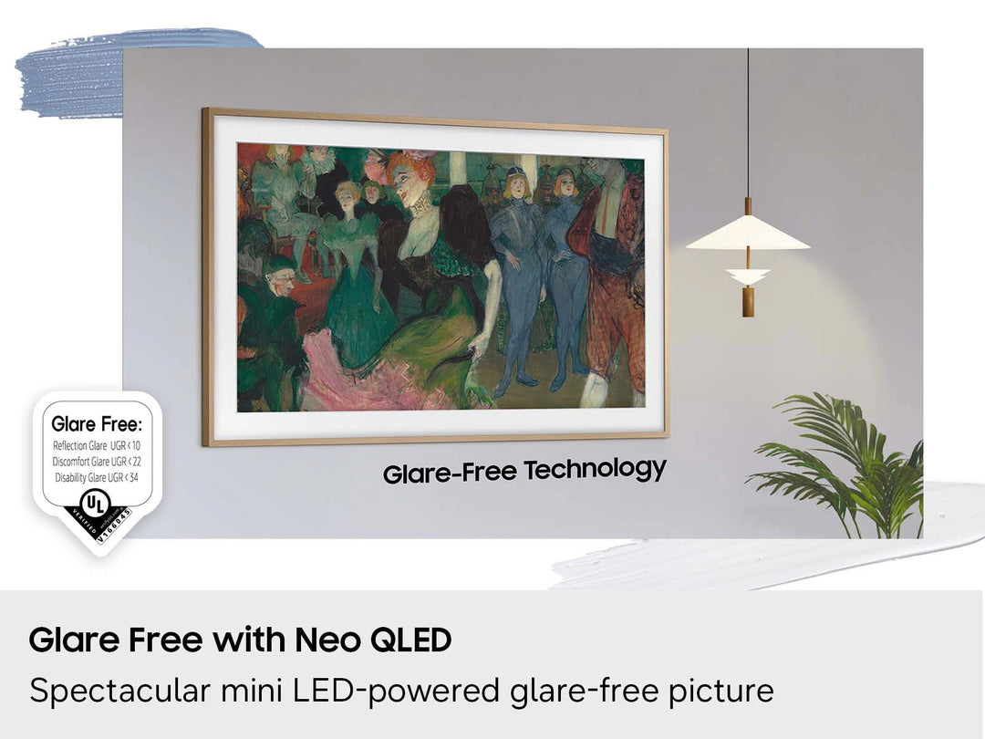 Samsung 55" The Frame LS03HE 4K Vision AI Smart TV with Neo QLED panel, a glare-free matte display and customizable bezel color