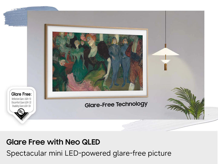 Samsung 55" The Frame LS03HE 4K Vision AI Smart TV with Neo QLED panel, a glare-free matte display and customizable bezel color