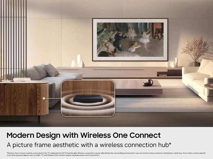 Samsung 55" The Frame LS03HE 4K Vision AI Smart TV with Neo QLED panel, a glare-free matte display and customizable bezel color