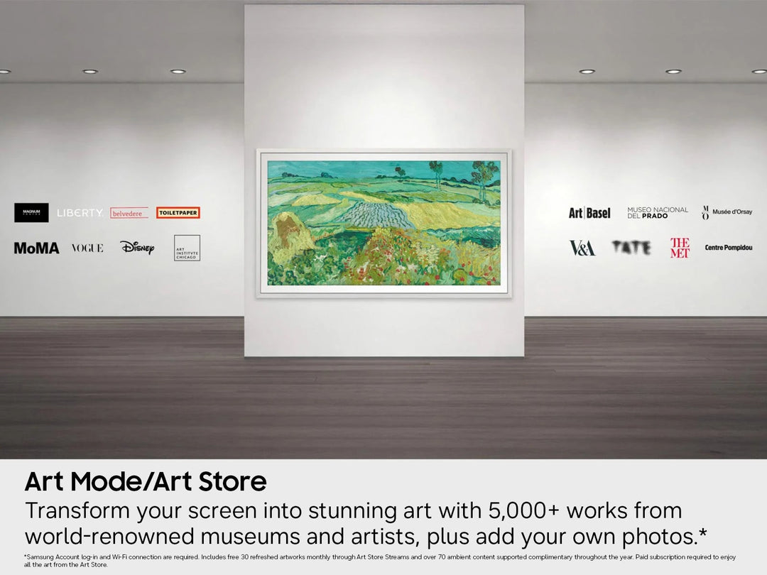 Samsung 55" The Frame LS03HE 4K Vision AI Smart TV with Neo QLED panel, a glare-free matte display and customizable bezel color