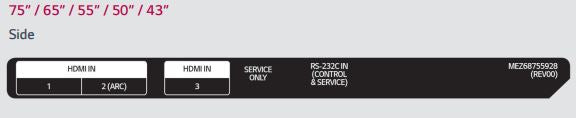 LG 75UR340C9 75" 4K UHD Signage Side Inputs