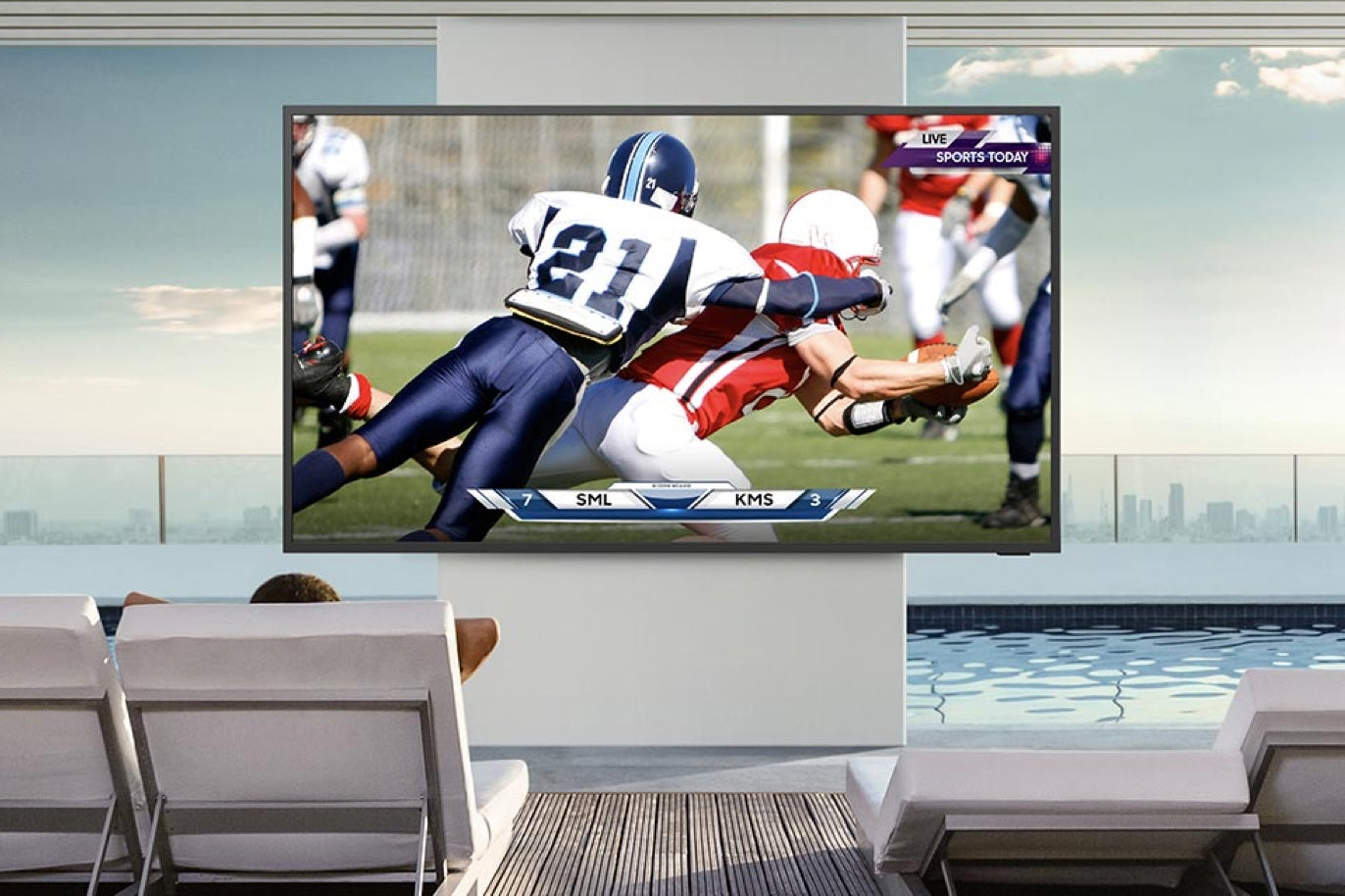 Samsung 75" BHT Terrace Series QLED 4K Outdoor Pro TV Outdoor Example