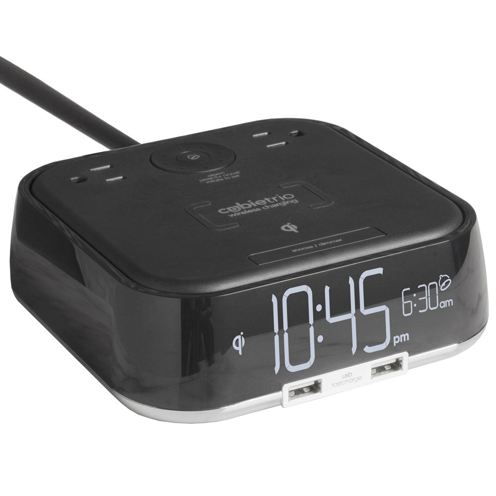 Brandstand BPETO CubieTrio Alarm Clock with 2 USB, Wireless Charging, 1-Year Warranty