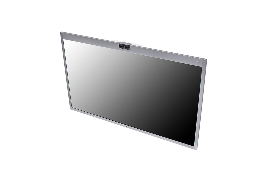 LG 55CT5WJ 55” One:Quick Works All-in-One Meeting & Screenshare Solution with Camera for Video Conferencing Angled Top Down View