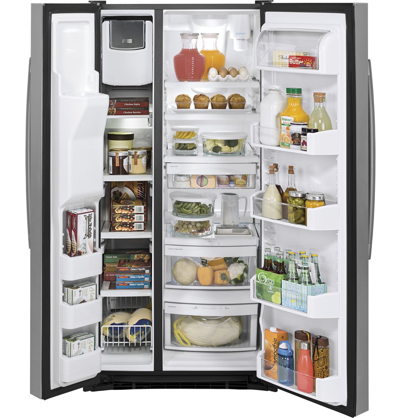 GE Appliances GSS23HSHSS Side-by-Side Refrigerator-Freezer, 23.2 Cu. Ft with 1-Year Warranty