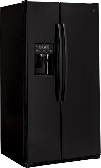 GE Appliances GSS25GGHBB Side-by-Side Refrigerator-Freezer, 25.3 Cu. Ft. and  1-Year Warranty