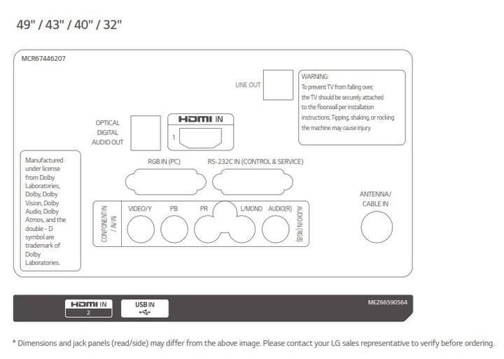 LG 32" LT340H9 Connections