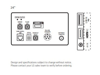 LG 24LT572M 24" Healthcare LED Inputs
