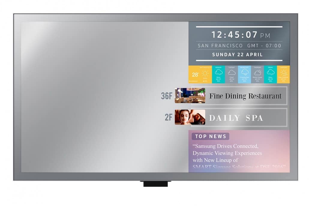 Samsung ML32E 32" Direct-Lit LED Mirror Display for Business with 24/7 Operation and 2 Year Warranty