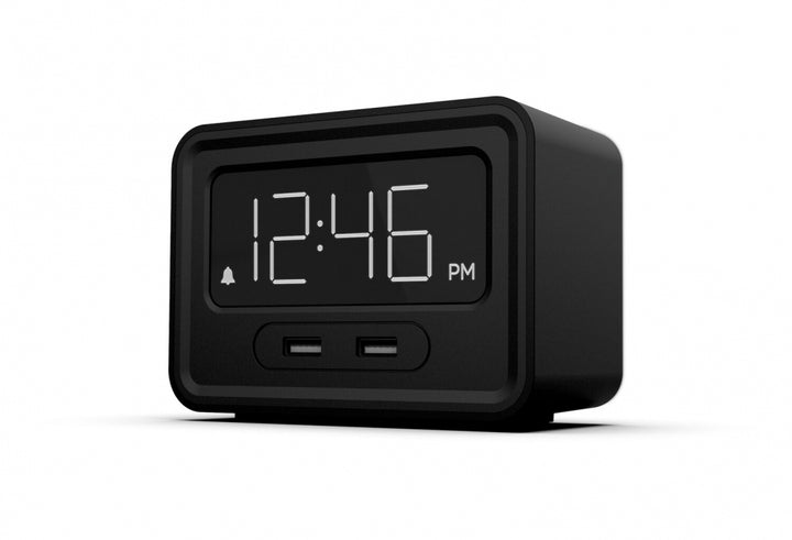 Nonstop NSE-BK Station E Alarm Clock with 2 USB, Black, with 1-Year Warranty