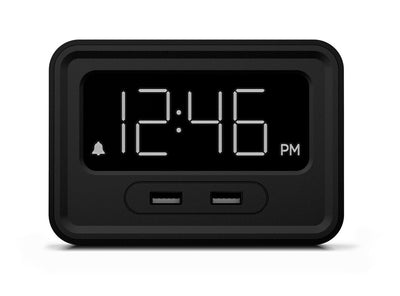 Nonstop NSC2-BF Station E Small Alarm Clock with/ Dual USB Charging, Black