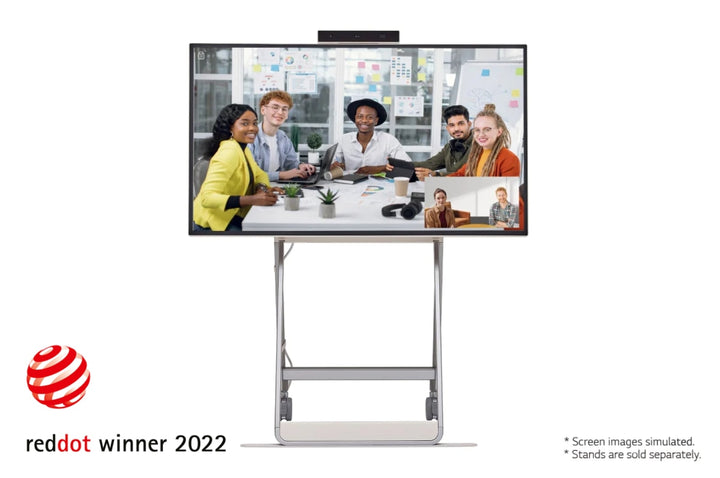 LG 43HT3WJ 43” One:Quick Flex All-in One Meeting & Screenshare Solution for Video Conferencing & Collaboration Front View Screen on with Content